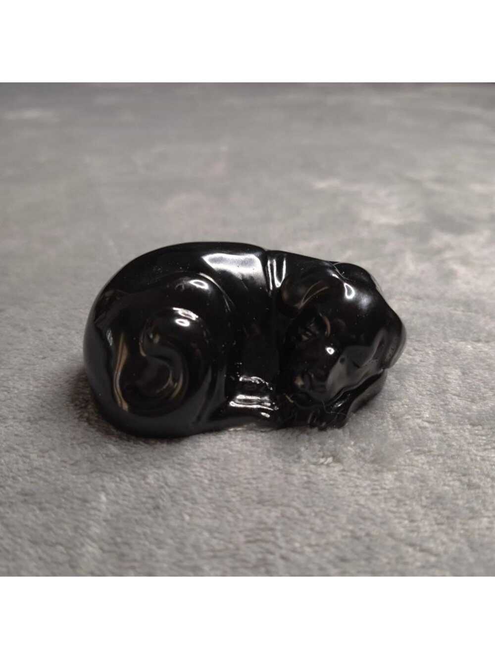 Handmade Resin Sleeping Black Dog Small Figurine 3 in long Gift Dog Lover
